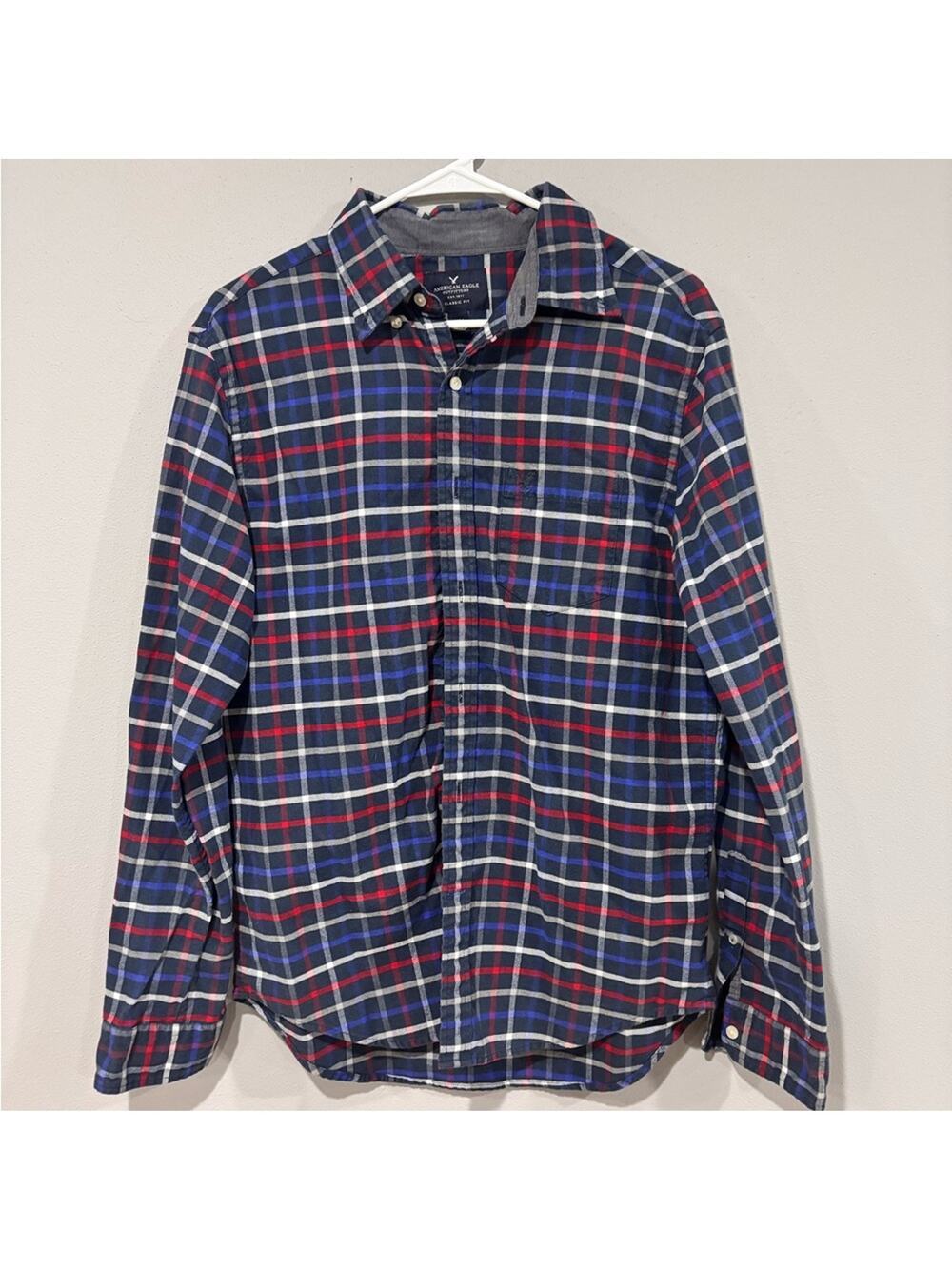 American Eagle Outfitters Men's Multicolor Plaid Shirt Mens Medium
